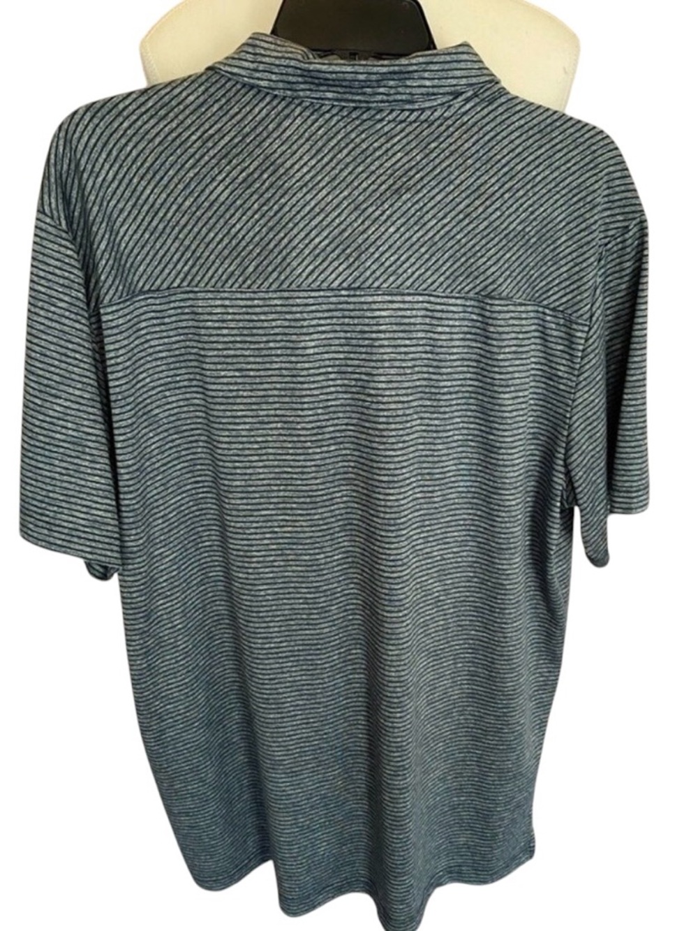 Adidas‎ Golf Polo XL Blue Gray Stripe Performance Shirt Mens Lightweight - Picture 4 of 8